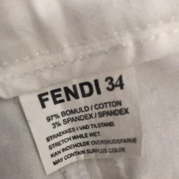 White Fendi High Rise Waisted Pants - Picture 7 of 8